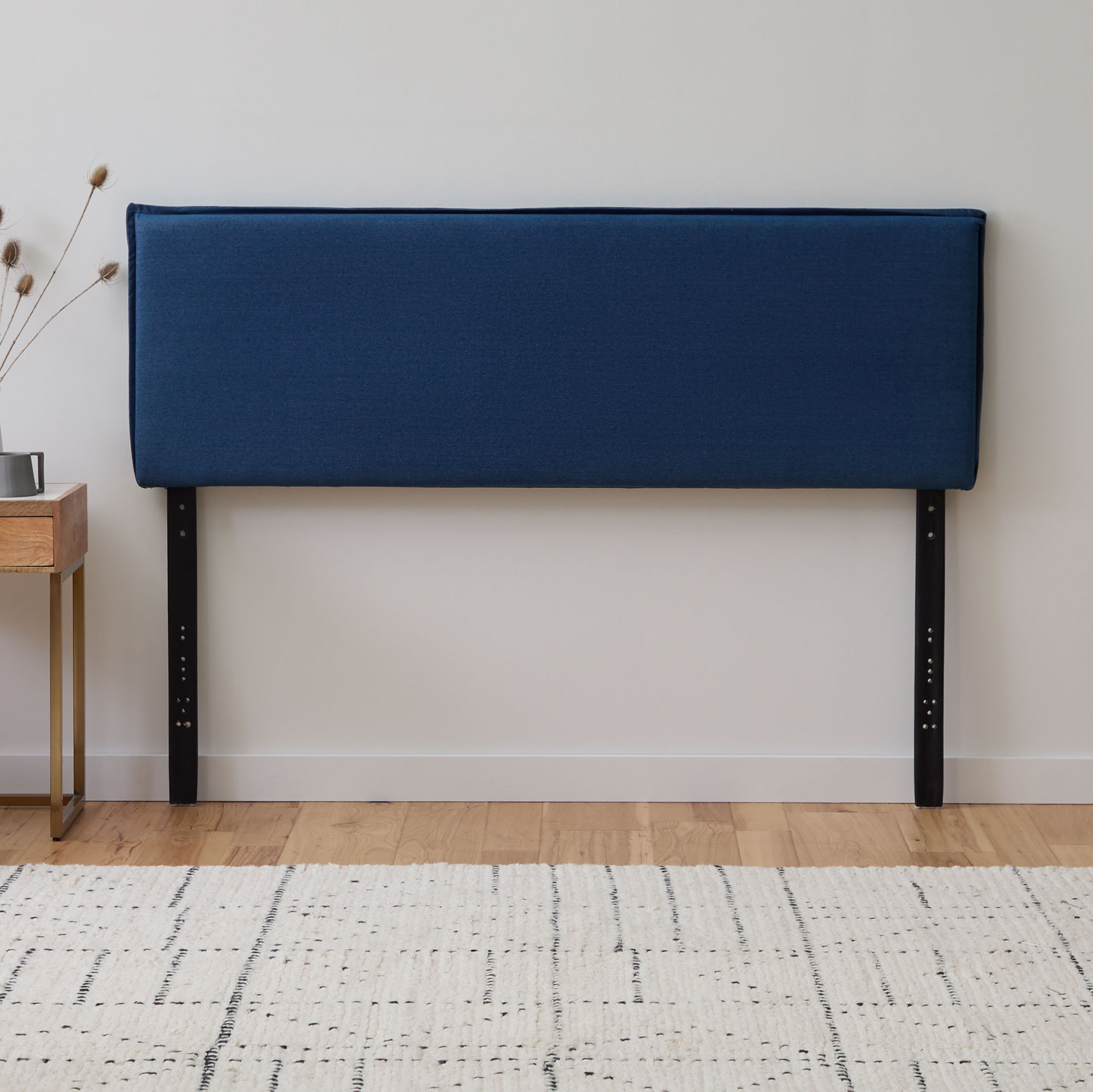 Atoya Upholstered Panel Headboard Wade Logan Color Navy Denim Size King